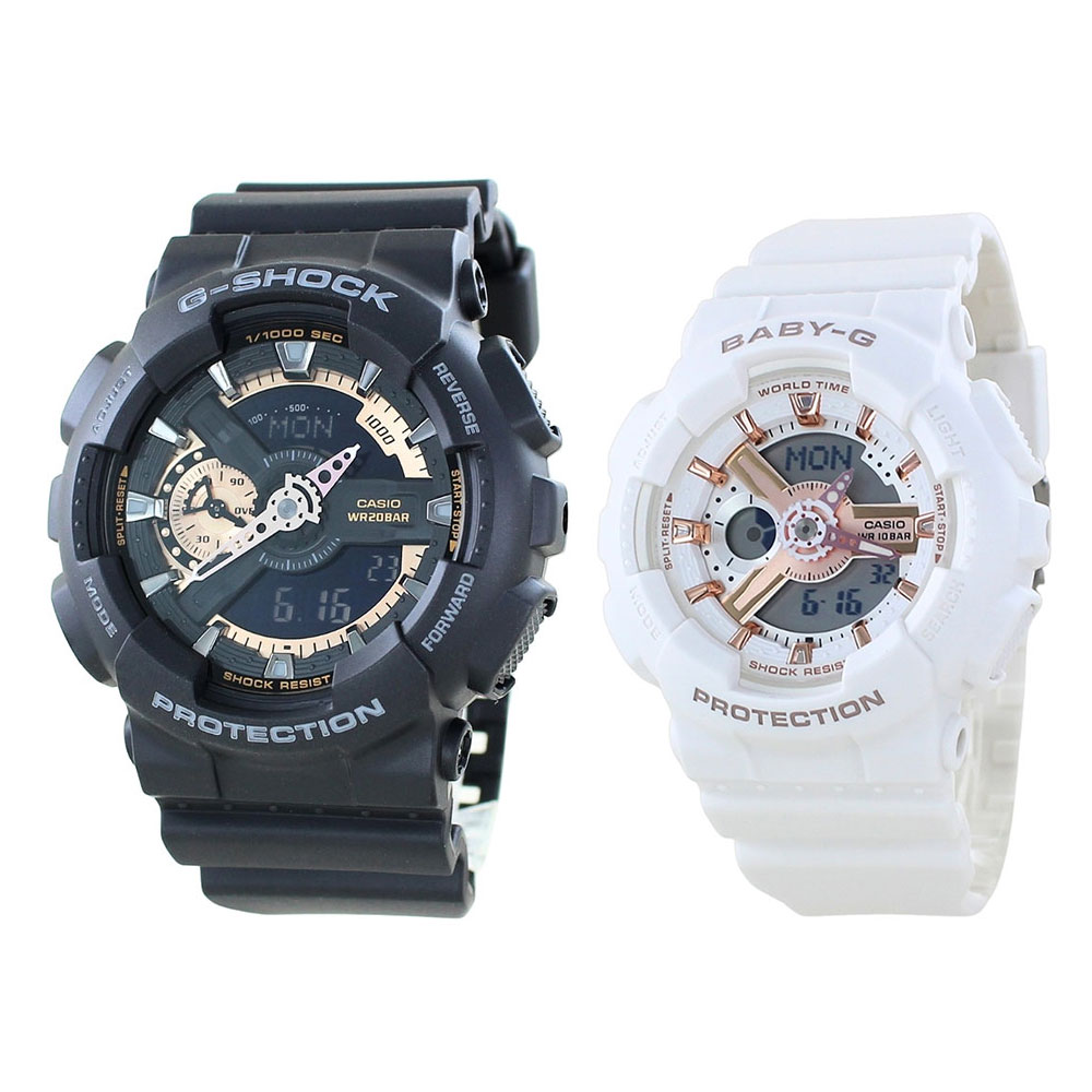 【ペア】G-SHOCK GA-110 ベビーG BA-110　CASIO 腕時計 G-SHOCK ペア ペアウォッチ 腕時計 黒 ブラック 金 ゴールド G