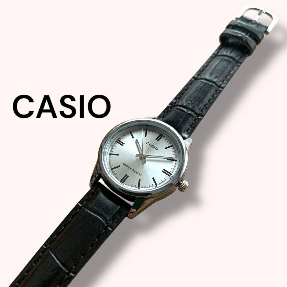 カシオ CASIO 腕時計 レディース 収納ケース付き チプカシ シンプル 小さい 軽い 革ベルト ブラック シルバー プレゼント ギフト 時計 誕生日 記念日 日本未発売 海外モデル 成人 卒業 入学