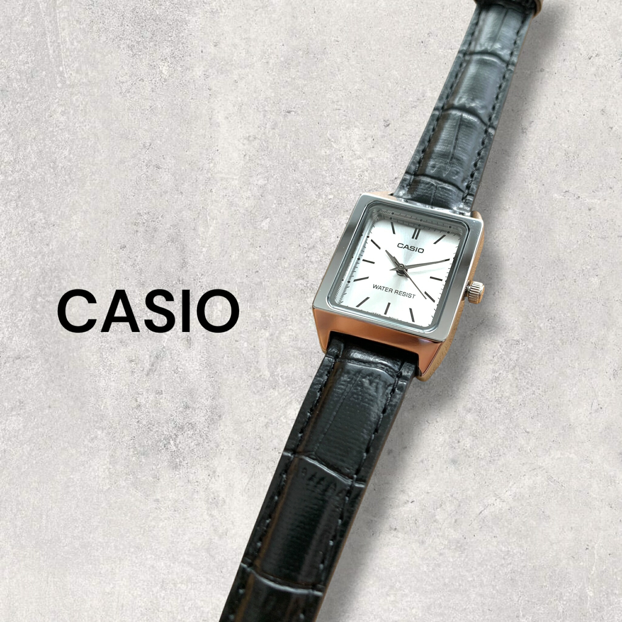 カシオ CASIO 腕時計 レディース 収納ケース付き チープカシオ チプカシ スクエア 革ベルト ブラック シルバー シンプル 日常使い プレゼント ギフト 時計 女性用 彼女 母 妻 誕生日 就職祝い 入学祝い 日本未発売 海外モデル 成人 卒業 入学