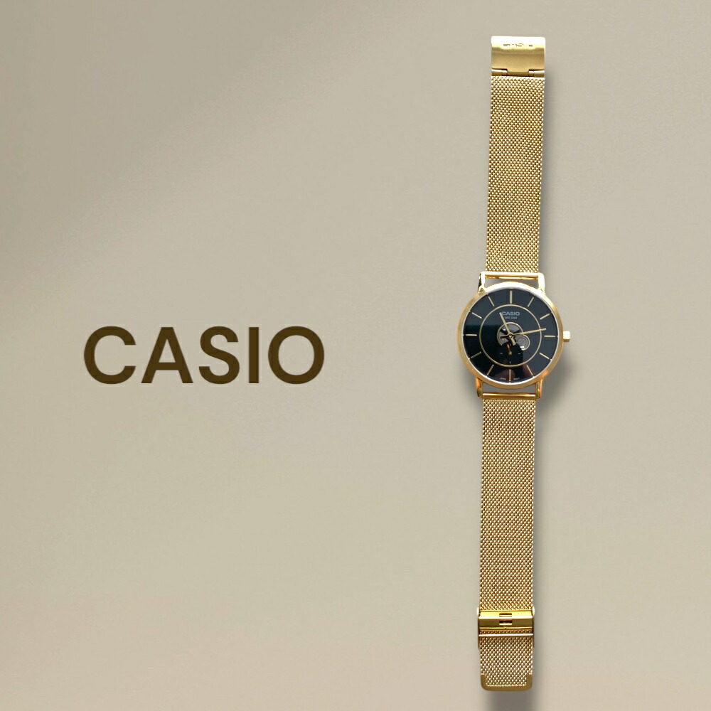 日本未発売 カシオ CASIO 腕時計 メンズ ユニセックス 収納ケース付き シンプル メッシュベルト ゴールド ブラック 防水 ビジネス カジュアル プレゼント ギフト 時計 男性 誕生日 記念日 成人 卒業 入学