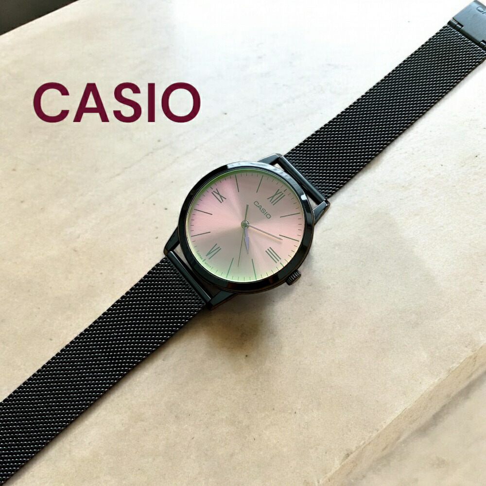 日本未発売 カシオ CASIO 腕時計 メンズ レディース ユニセックス 収納ケース付き シンプル メッシュベルト ブラック ピンク 防水 ビジネス カジュアル プレゼント ギフト 時計 誕生日 記念日 成人 卒業 入学