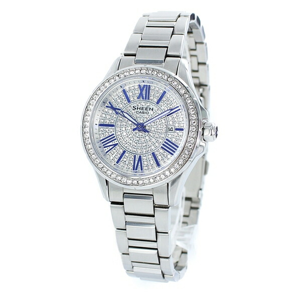 楽天市場 カシオ Sheen シーン 腕時計 レディース 日付表示 クリスタル文字盤 シルバー ステンレス She 4510d 7a 誕生日 お祝い ギフト ペアウォッチ 腕時計 ノップル