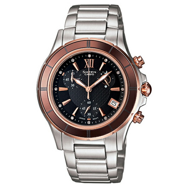 海外正規品 楽天スーパーsale Casio カシオ 時計 レディース 腕時計 Sheen シーン クロノグラフ クリスタルインデックス ブロンズ ローズゴールド シルバー ステンレス She5516sg5a 女性 仕事 早割クーポン Mundotour Cl
