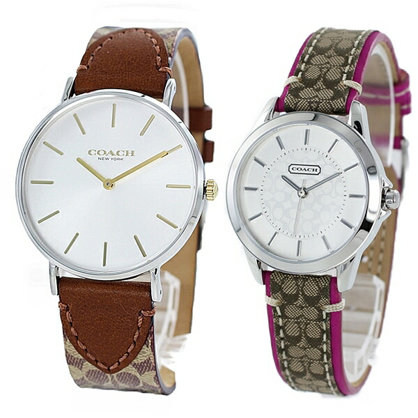 楽天市場 ペア カップル プレゼント ペアウォッチ 友人 夫婦 結婚祝い 結婚記念日 パートナー 腕時計 メンズ レディース コーチ シグネチャー ブラウン ピンク レザー アクセサリー 時計 ペアウォッチ 腕時計 ノップル