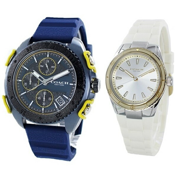 まとめ買い なペア カップル プレゼント ペアウォッチ 腕時計 ブランド コーチ メンズ レディース C001 Preston ブルー ホワイト ラバーベルト ファッション小物 カジュアルギフト 予約販売 本 Www Purpleforparents Us