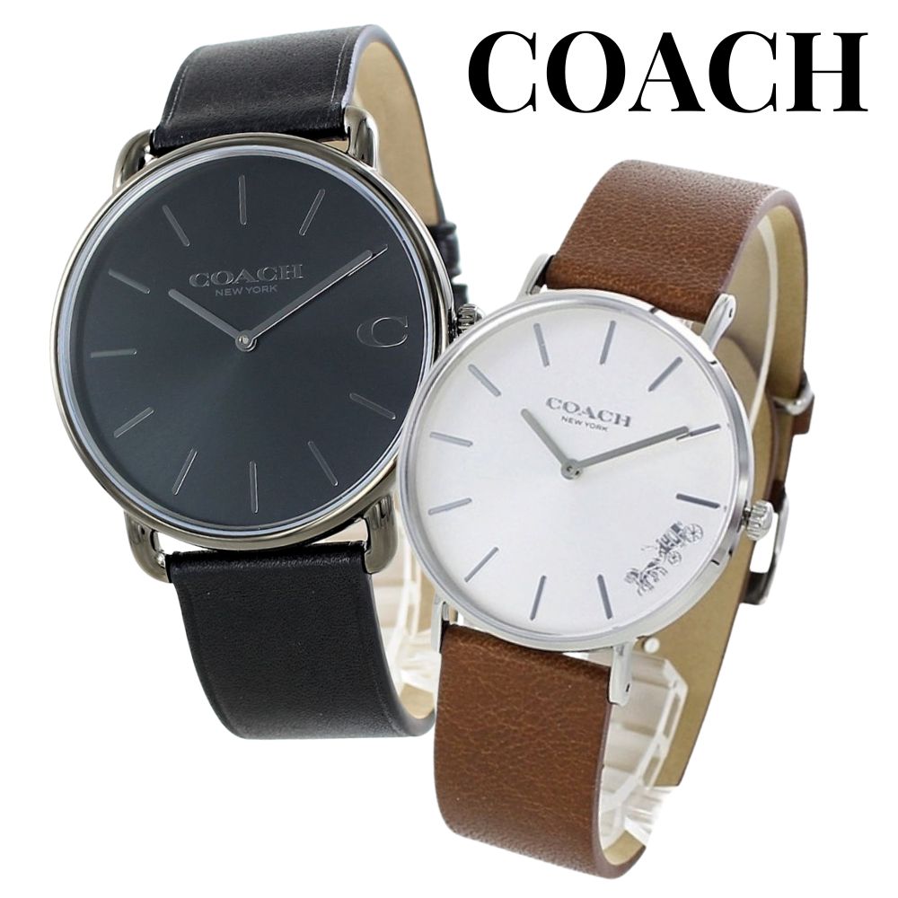 コーチ ペアウォッチ COACH 腕時計 メンズ レディース ペアセット 革ベルト スリム 軽量 ブラック ブラウン レザー シンプル 上品 カップル 夫婦 両親 ペアギフト プレゼント 誕生日 記念日 成人 卒業 入学