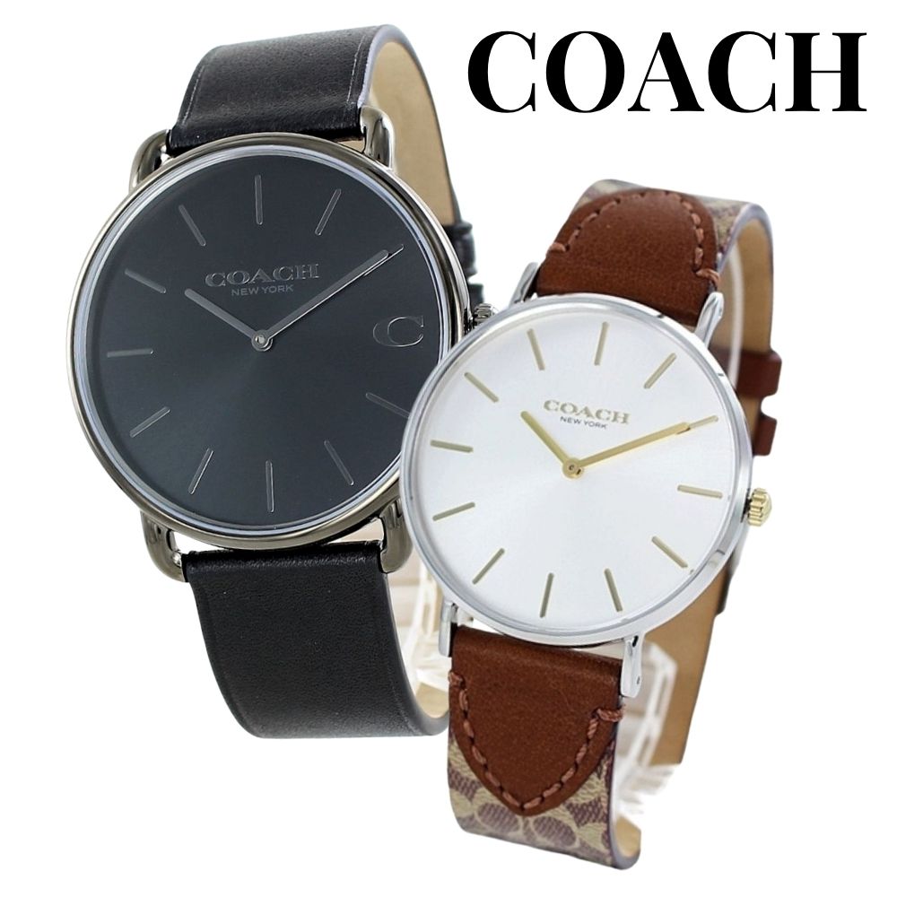 コーチ ペアウォッチ COACH 腕時計 メンズ レディース ペアセット 革ベルト おしゃれ ブラック×ブラウン レザー シンプル 上品 カップル 夫婦 両親 ペアギフト プレゼント 誕生日 記念日 成人 卒業 入学|ペアウォッチ 腕時計 ノップル