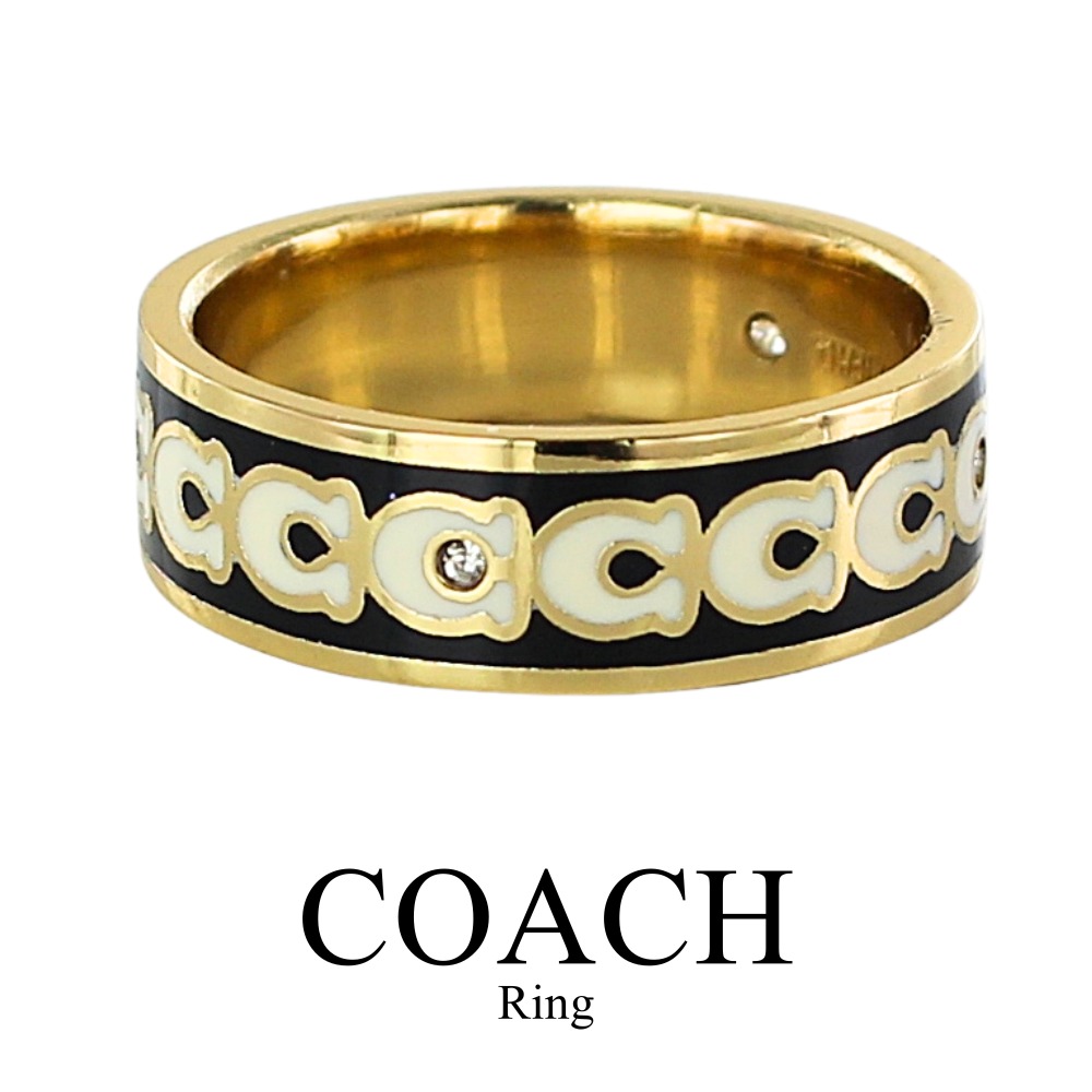 COACH コーチ リング レディース Cロゴ ゴールド ブラック エナメル 指輪 ブランドアクセサリー おしゃれ プレゼント 誕生日 記念日 女性 ギフト 成人 卒業 入学｜ペアウォッチ 腕時計 ノップル 9,675円