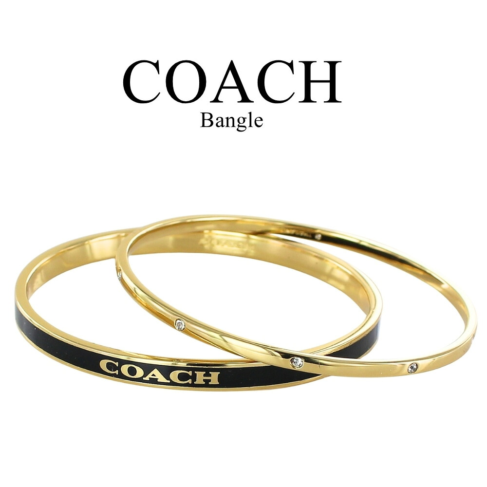 コーチ バングル レディース ゴールド ブラック 2本セット COACH ブランド アクセサリー ブレスレット 重ね付け 上品 おしゃれ 彼女 女性 ギフト 誕生日 記念日 成人 卒業 入学