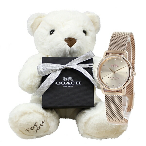 楽天市場 女性 誕生日プレゼント コーチ レディース 腕時計 くま ぬいぐるみ 手提げ袋 ラッピング袋付き 可愛い かわいい 面白い 高校生 女の子 友達 贈り物 ローズゴールド ブレスレットウォッチ ペアウォッチ 腕時計 ノップル