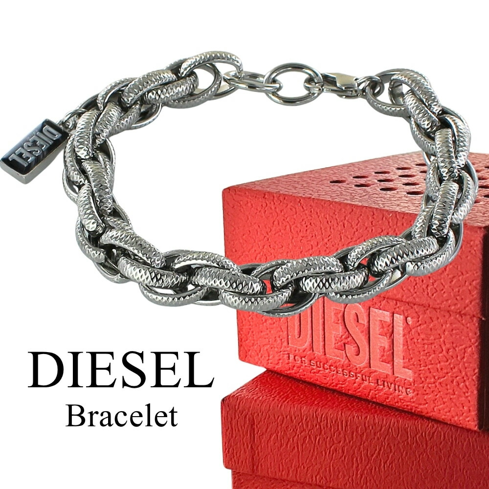 DIESEL ディーゼル LOGO PLATE ロゴプレート ブレスレット 新品未使用 DIESEL ディーゼル レザーブレスレット ロゴプレート