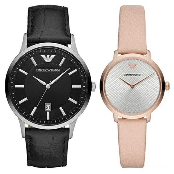 楽天市場 大人の ペアウォッチ 30代 40代 50代 腕時計 ペアギフト プレゼント エンポリオアルマーニ メンズ レディース ブラック ピンクベージュ レザー 両親 夫婦 結婚内祝い 結婚記念日 夫 妻 還暦祝い ペアウォッチ 腕時計 ノップル