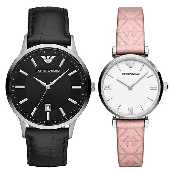 楽天市場 大人の ペアウォッチ 30代 40代 50代 腕時計 ペアギフト プレゼント エンポリオアルマーニ メンズ レディース ブラック ピンク レザー 両親 夫婦 結婚内祝い 結婚記念日 夫 妻 還暦祝い ペアウォッチ 腕時計 ノップル