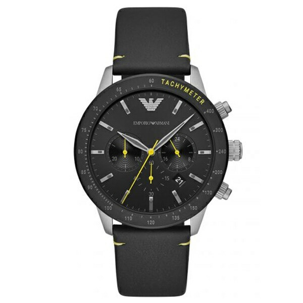 楽天市場 プレゼント 男性 仕事 勉強 代 30代 40代 50代 エンポリオアルマーニ メンズ 腕時計 マリオ クロノグラフ カレンダー 日付表示 ブラック 革 ベルト ペアウォッチ 腕時計 ノップル