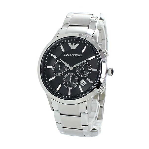 エンポリオアルマーニ 時計 メンズ 腕時計 手表 クロノグラフ ブラック文字盤 シルバー 44mm AR2434 ビジネス 男性 時計 誕生日 ギフト 卒業 入学 お祝い 成人 卒業 入学｜ペアウォッチ 腕時計 ノップル