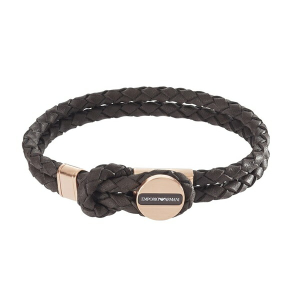 EMPORIO ARMANI エンポリオアルマーニ メンズ 男性 ブレスレット ブレス レザーブレス 革のアクセサリー 18cm ダークブラウン EGS2177221 男性 小物 誕生日 ギフト 成人 卒業 入学
