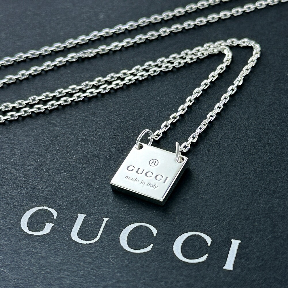 GUCCI グッチ ネックレス レディース シルバー925 スクエア プレート チェーン ペンダント シンプル おしゃれ 結婚式 結婚記念日 プレゼント 妻 彼女 誕生日プレゼント 女性 母ギフト チェーンネックレス ジュエリー 成人 卒業 入学