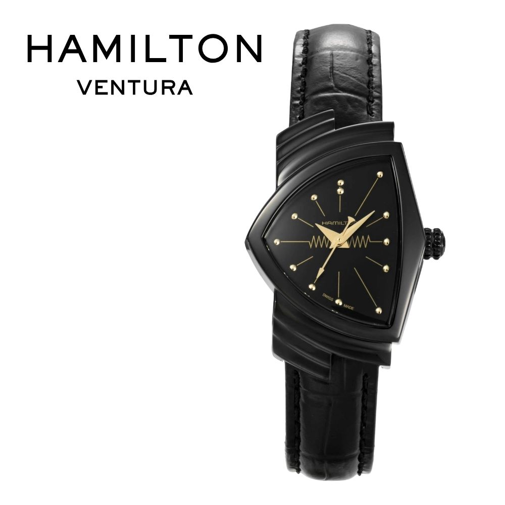 ハミルトン 腕時計 レディース ベンチュラ ブラック 黒 レザー スイス製 クォーツ サファイアガラス HAMILTON VENTURA ブランドウォッチ 誕生日 プレゼント 記念日 ギフト 成人 卒業 入学｜ペアウォッチ 腕時計 ノップル