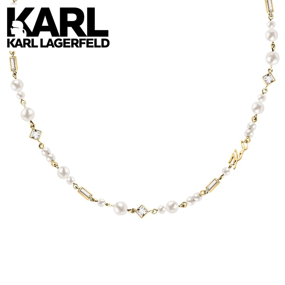 KARL LAGERFELD 正規品 ネックレス パール クリスタル ゴールド レディース カールラガーフェルド アクセサリー ギフト プレゼント 成人 卒業 入学