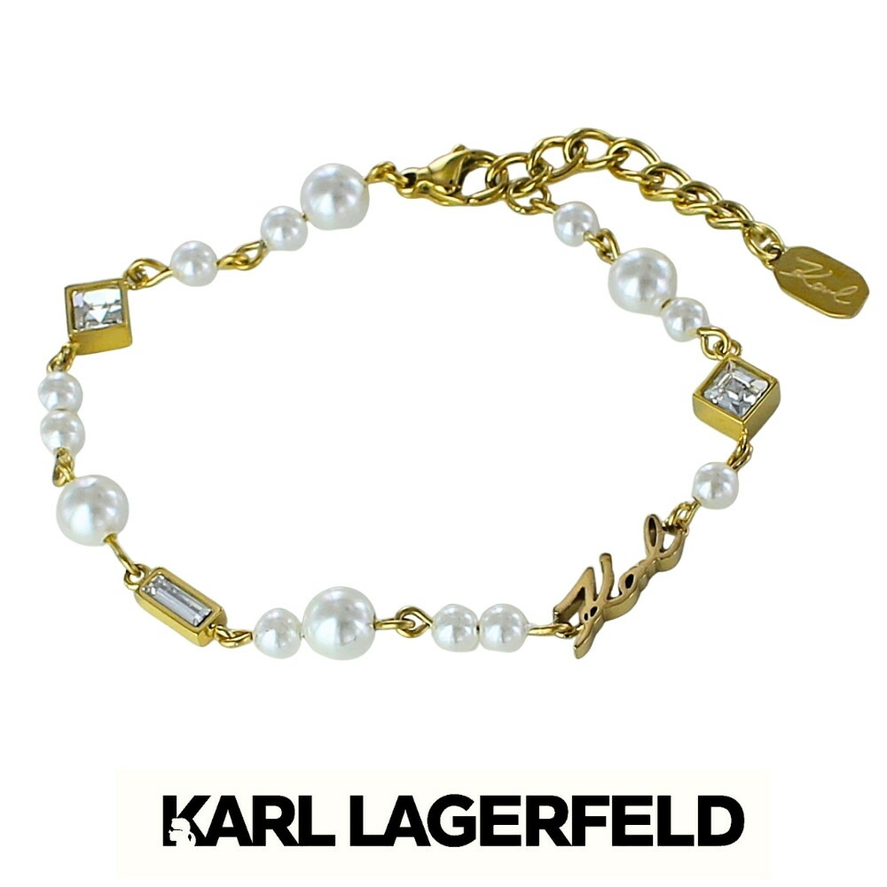 KARL LAGERFELD 正規品 ブレスレット パール ゴールド ロゴ エレガント ジュエリー レディース カールラガーフェルド アクセサリー ギフト プレゼント 誕生日 記念日 成人 卒業 入学