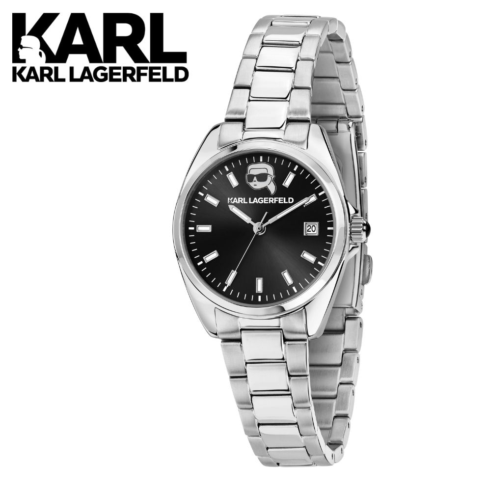 正規品 日本限定モデル KARL LAGERFELD 腕時計 レディース ブラック文字盤 シルバー 時計 ブレスレット カールラガーフェルド ウォッチ 誕生日 記念日 ギフト プレゼント 成人 卒業 入学