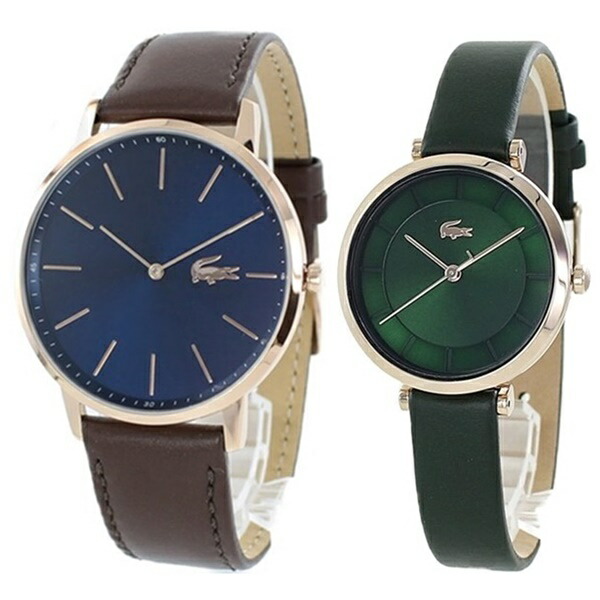 バレないペア ラコステ ペアウォッチ 大人 ペア 腕時計 ペアギフト プレゼント カップル 両親 結婚 記念日 贈り物 お祝い メンズ レディース 時計 シンプル レザーウォッチ ブラウン グリーン Ice Org Br