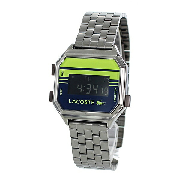 進化版 デジタル時計 男女兼用 ラコステ ストップウォッチ付き腕時計 アラーム 男性 女性 プレゼント 30代 40代 メンズ レディース オシャレ ブランド ギフト Lacoste 時計 グレー ブレスレット 進化版 Delta Lux Fr