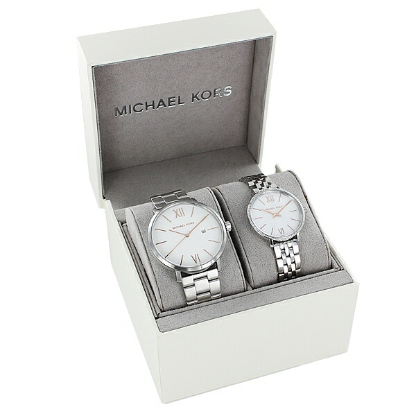 想像を超えての ペアウォッチ ギフトセット プレゼント カップル 両親 結婚記念日 お祝い 贈り物 腕時計 メンズ レディース マイケルコース 大人 シンプル 白い文字盤 シルバー ブレスレット ウォッチ 時計 アクセサリー 年 W 最適な材料 E Compostela Gob Mx