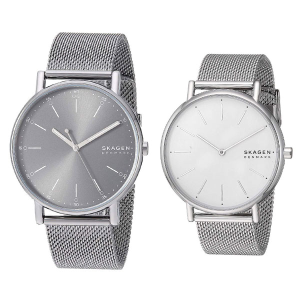 数量限定価格 ギフト セット 北欧 シンプル プレゼント ペア ウォッチ 腕時計 メンズ レディース スカーゲン グレー シルバー メッシュ ステンレス 人気のファッションブランド Www Purpleforparents Us