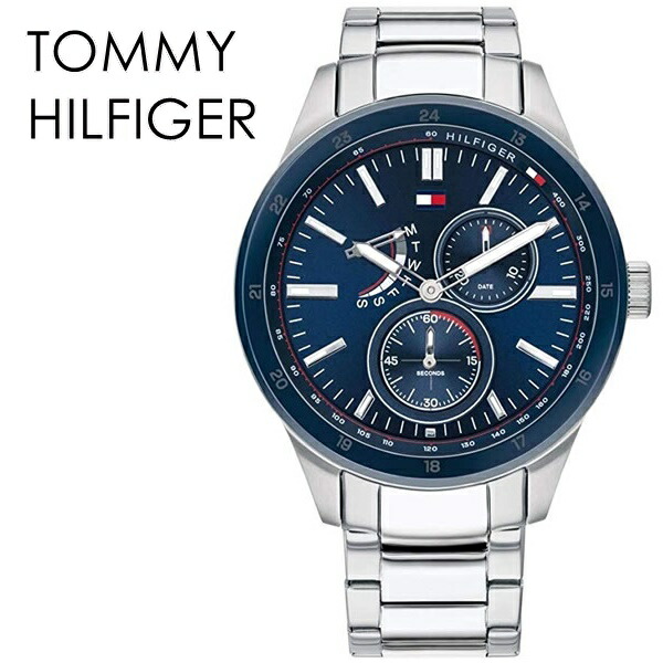 Tommy Hilfiger トミーヒルフィガー 時計 メンズ 腕時計 Austin オースティン デイデイト 44ミリ ブルー シルバー ステンレス ビジネス 男性 誕生日 お祝い ギフト 合格 入学 卒業 社会人 記念日 母の日 父の日 22 メーカー再生品