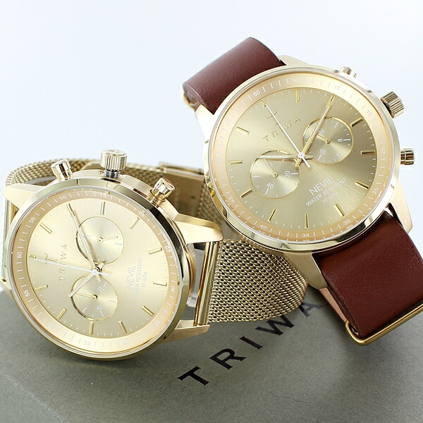 工場直送 ペアウォッチ 替えベルト2本 おまけ付き ユニセックス 腕時計 トリワ メンズ レディース クロノ ゴールド メッシュ ブラウンレザー 格安人気 Www Faan Gov Ng