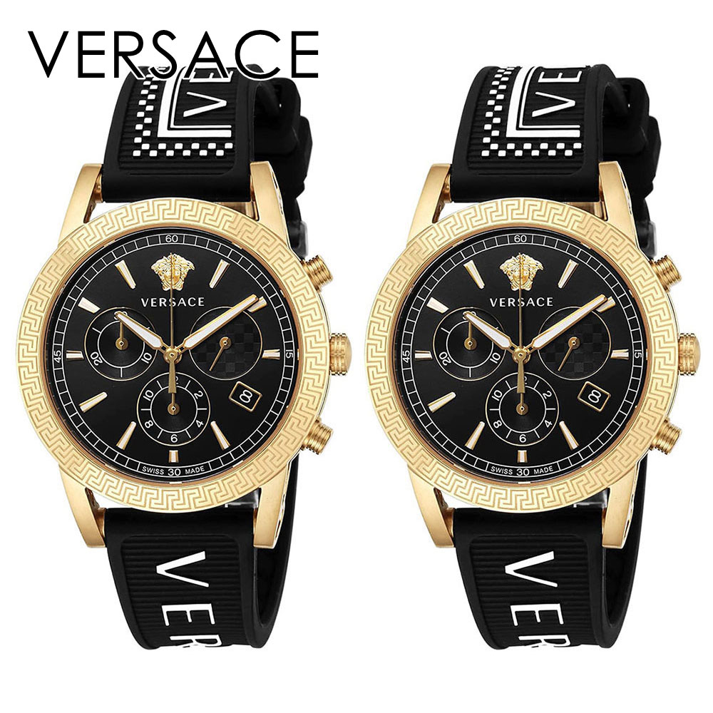 Rakuten ペアルック ギフトセット ヴェルサーチ ヴェルサーチェ ユニセックス 男女兼用 シェア 2本セット お揃い 一緒 特別品 高級 ブランド 腕時計 プレゼント お祝い メンズ レディース ブラック ラバー 合格 入学 卒業 社会人 記念日 母の日 父の日 22 1oficioverde