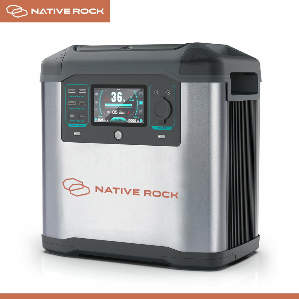 NativeRock ポータブル電源 NRP25 2200W 大容量 高出力 ポータブル電源 キャンプ サブバッテリー 車載 車中泊 蓄電池 家庭用蓄電池 停電 発電機 防災グッズ 災害 電気毛布 ソーラー バッテリー ポータブル発電機 正弦波 ポータブル蓄電池 アウトドア電源