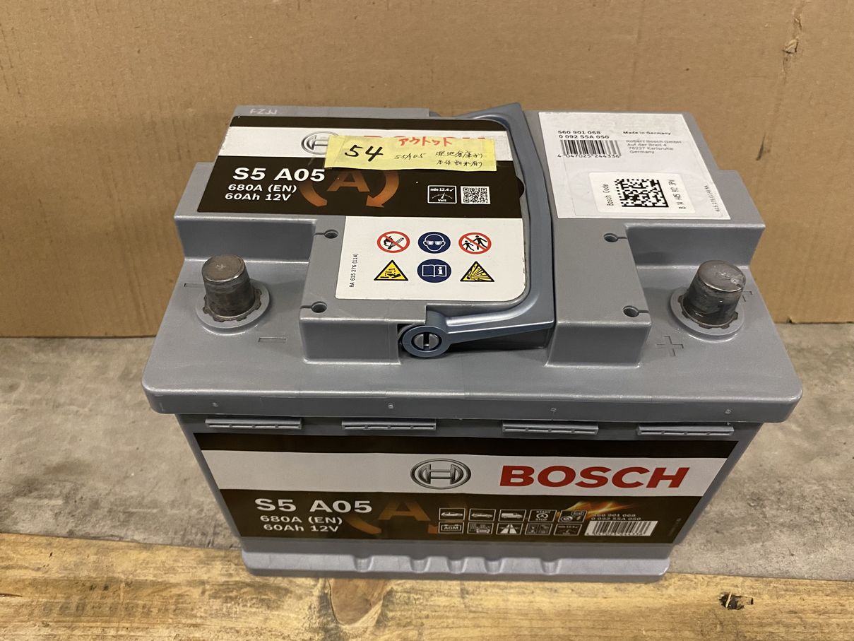 アウトレット ドイツ製 Bosch バッテリードイツ製 Agm 規格 L2 サイズ W242mm D175mm H190mm 60a 680cca 欧州 車用 高性能 バッテリー S5a05 アイドリングストップ 車 カーバッテリー バッテリー本体 Varta Ln2 Bosch Bla 60 L2 互換 0092s5a050 アウトレットno 54