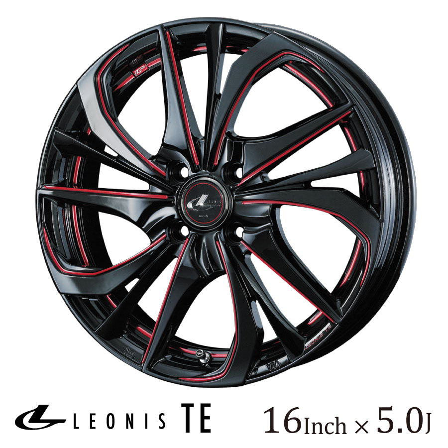 WEDS ウェッズ レオニス TE 16インチ 5J カラー:BK/SC[RED] ブラック SCマシニングレッド LEONIS TE ホイール かっこいい ドレスアップ TPMS対応 ティーイー｜Norauto【ノルオート】店 18,329円