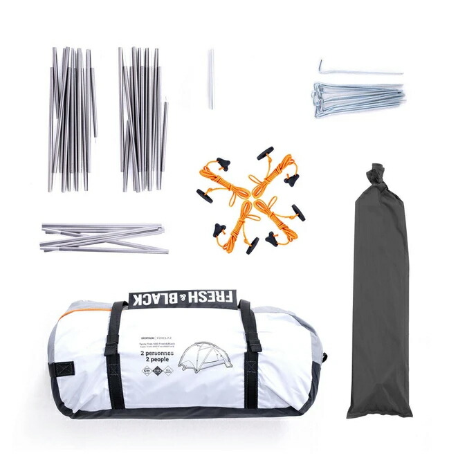 Fresh Black 自立式 デカトロン Fresh Black Trek ドーム型 3シーズン用 フォルクラ Forclaz フォルクラ キャンプ トレッキング 登山用テント 店軽量 耐久性のある2人用の登山泊向けポール式テント ソロキャンやツーリングにも最適 ノルオート Decathlon