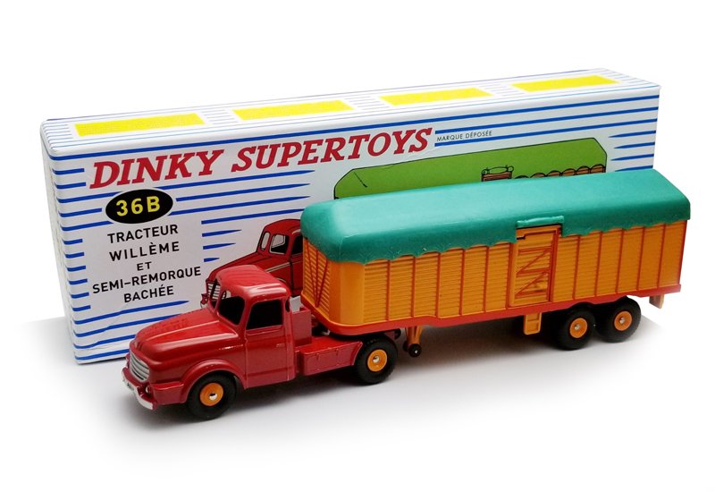 Miniature Dinky Toys 1/43 - Tracteur Willeme Et Semi-remorque Bâchée N°36B