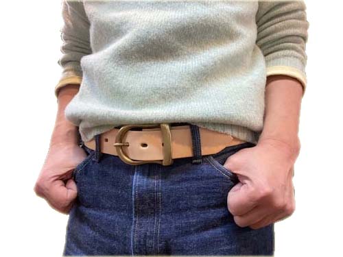 BIG JOHN BELT ビッグジョン ベルト 5mm厚 極厚 姫路レザー 真鍮製 ブラス オリジナルバックル 手作り