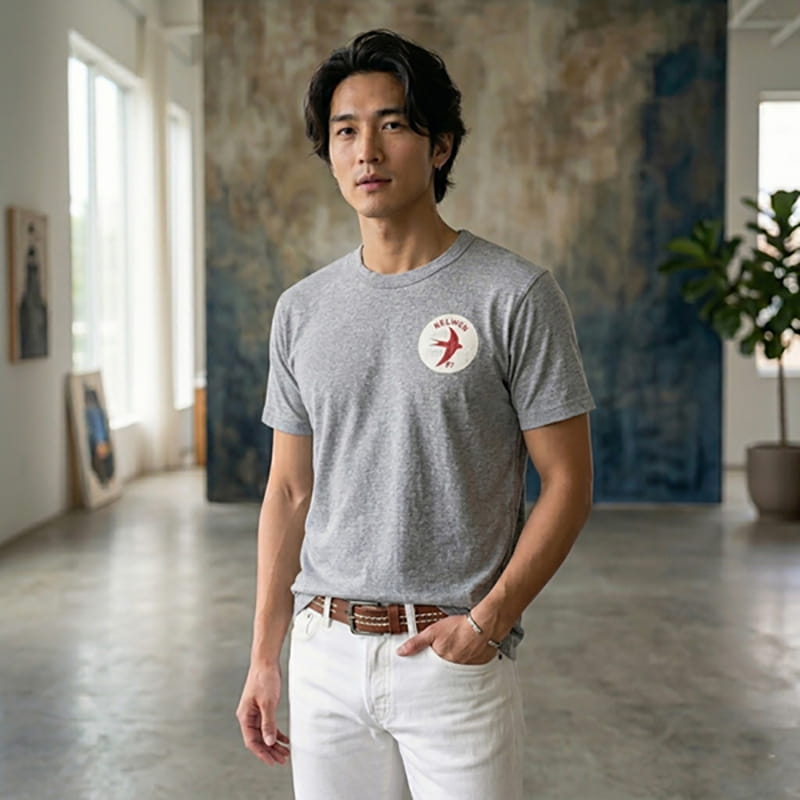 レルウェンフロッキープリントＴシャツ Navy