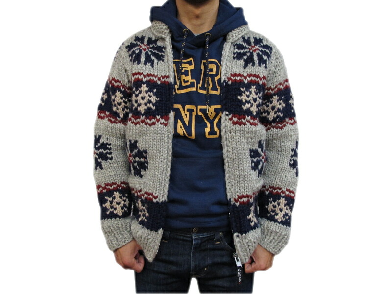 楽天市場 Kanata カナタ カウチンセーター メンズ カウチン セーター ニット カウチンニット 送料無料 代引き手数料無料 手編み バージンウール100 プレゼント に最適 当店別注カラー Snow Greyxnavyxwhite ｎｏｒｔｈ ｃｏｗｂｏｙ