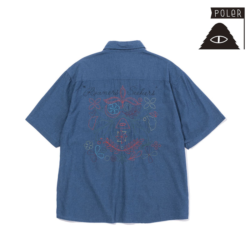 【対象商品】 セール SALE ポーラー POLER 241MCV0023 EMB シャンブレー ショートスリーブ リラックス プルオーバー シャツ EMB CHAMBRAY S/S RELAX PULLOVER SHIRT シャツ トップス メンズ｜ノースフィール アパレル店
