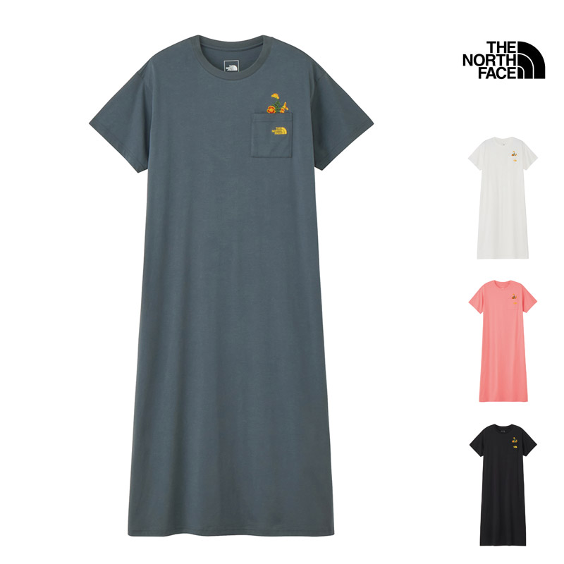 THE NORTH FACE ザ・ノース・フェイス NTW32632 遊撃手衣袂 閃光電球素っ気ない お花 ロゴタイプ 衣裳 労働者の一団 S/S FD FLOWER LOGO ONEPIECE CREW レディース お上さん 衣裳 半袖 アウトドア 難民キャンプ 普段着 吸汗 速乾 26ss 春夏 新作