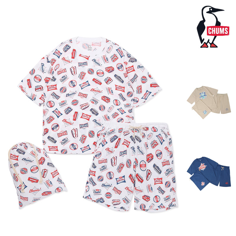【P5倍 4/30まで】 セール SALE チャムス CHUMS CH01-2551 チャムス ホーム チラックス ウェア セット CHUMS HOME CHILLAX WEAR SET メンズ 男性 ルームウェア ワンマイルウェア 部屋着 パジャマ 上下セット 半袖 ショートパンツ 旅行 宿泊 速乾 吸湿 持ち運び 26ss 春夏新作