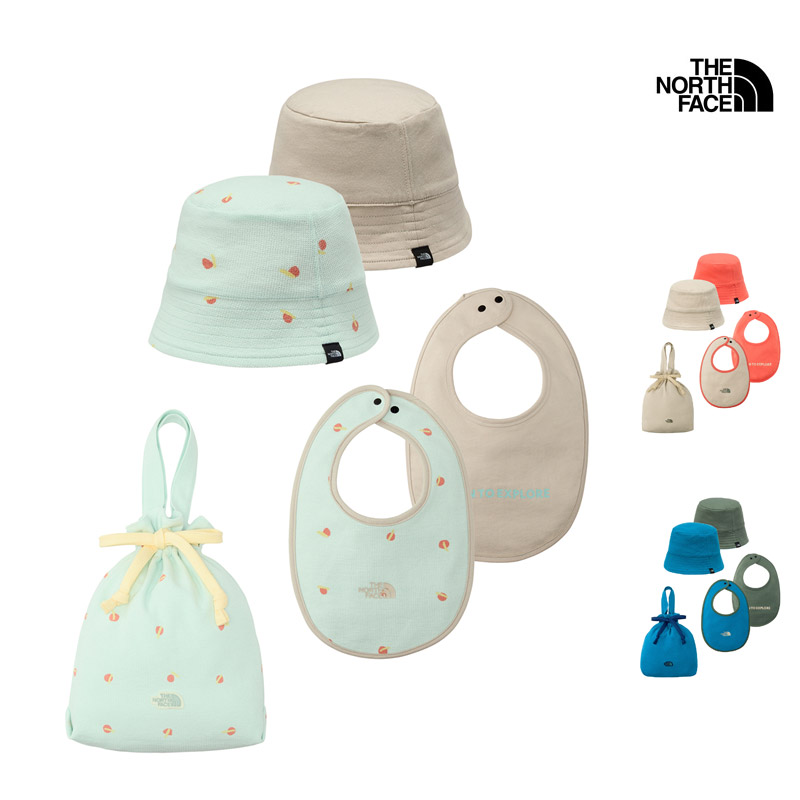 【P5倍 4/30まで】 セール SALE ザ・ノース・フェイス THE NORTH FACE NNB02610 ベビー ハット ＆ ビブ セット BABY HAT & BIB SET ベビー 赤ちゃん 男の子 女の子 帽子 ハット スタイ アウトドア 普段使い 巾着付き オーガニックコットン 綿 リバーシブル 26ss 春夏 新作