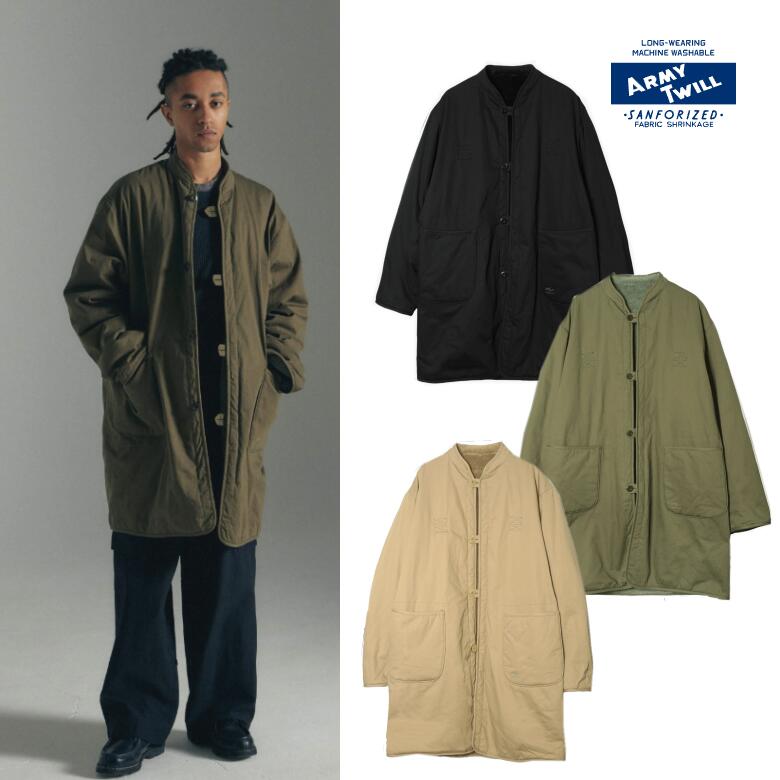 Broken Twill Reversible Coat AM-2554007 ARMY TWILL アーミーツイル ブロークンツイル　リバーシブル　コート　ボアコート　ロング丈 モコモコ｜Select Shop Nose Low