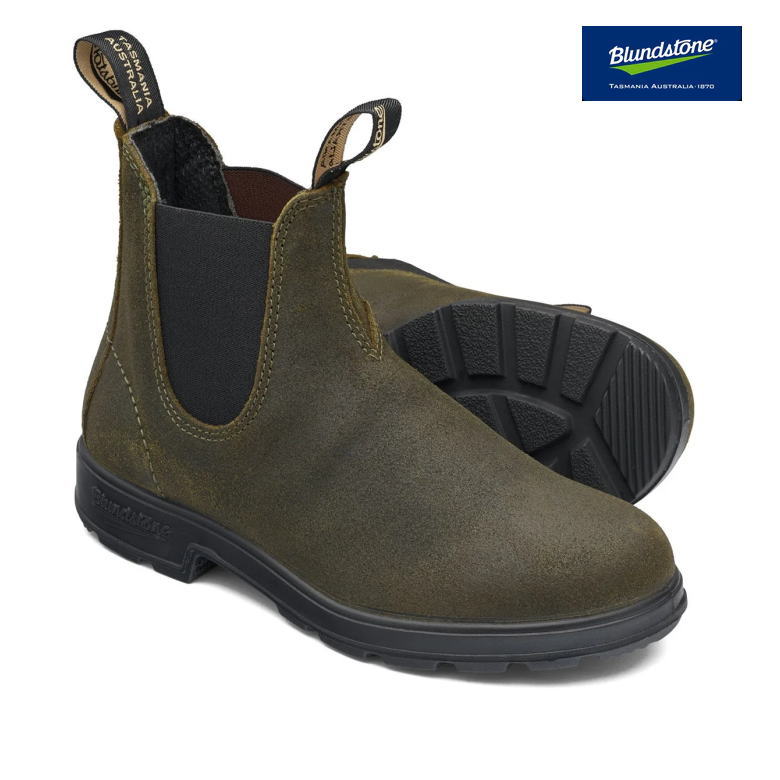 BS1615407 ORIGINALS BLUNDSTONE ブランドストーン サイドゴアブーツ 復刻カラー Dark Olive ダークオリーブ　スウェード　本革仕様 防水　雪道も雨も安心♪　オーストラリア