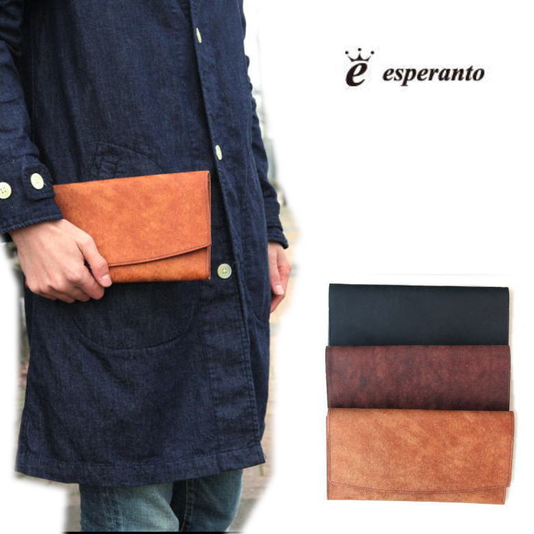 【これは新感覚のお財布♪クラッチバッグ型ウォレット】PUEBLO 3WAY MULTI CASE キャメル・ブラウン・ブラック イタリアンレザー 男女兼用　ESP-6445 esperanto エスペラント