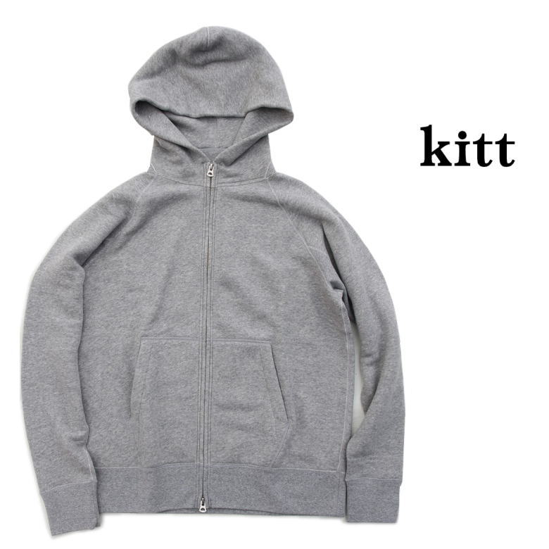 kitt （一揃いの道具）Double Zip Hoodie ダブルジップフード  424-C03 フルジップパーカー 汗水 MGR 杢薄墨色 和歌山 MADE IN JAPAN 大営メリヤス M L XL XXL ビッグ大きさもあります