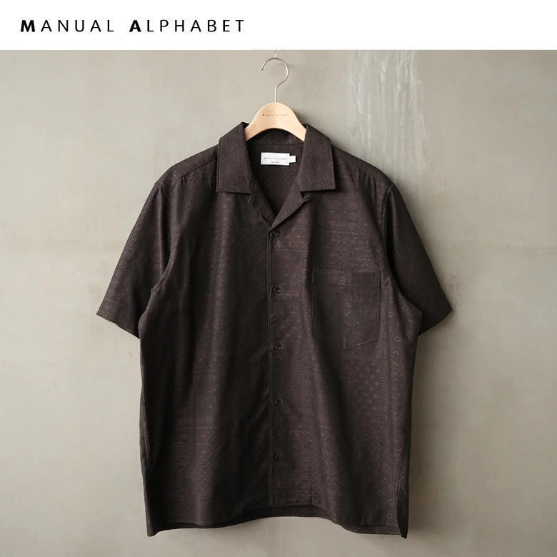 manual alphabet マニュアルアルファベット BANDANA JQ OPEN COLLAR S/S SHT　MA-S-789　バンダナ　ジャガードオープンカラーシャツ BROWN ブラウン 12,441円