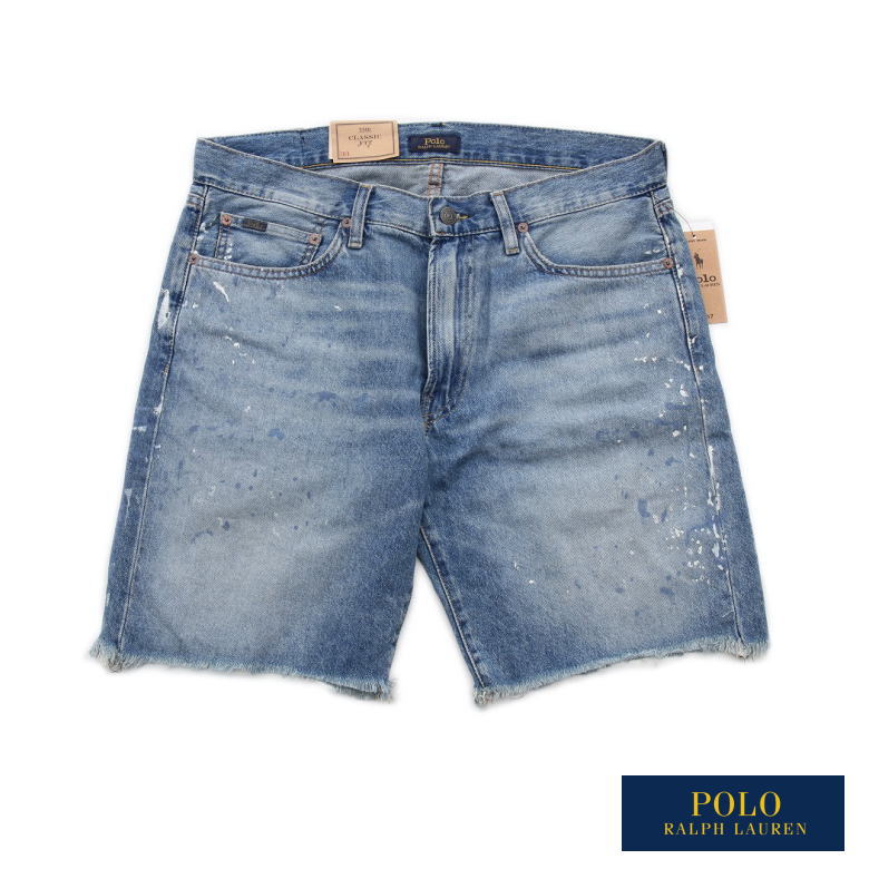 Polo Ralph Lauren メンズ ライトウォッシュ デニムショートパンツ DENIM SHORT PANTS ペイント　クラッシュデニム ポロラルフローレン アメリカ買付品